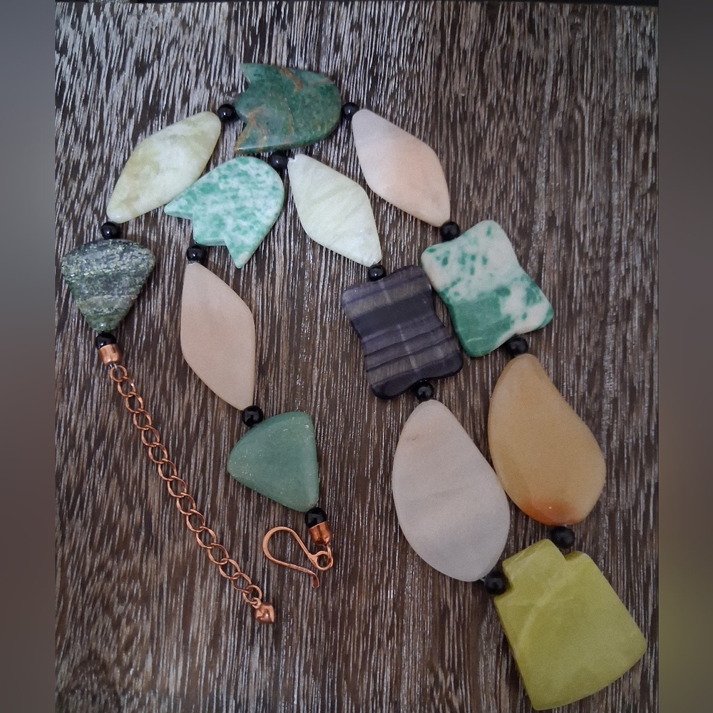 Jay King Mine Finds DTR Copper Over Sterling Large Mixed Bead Gemstone Necklace